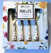 WHITE MAXWELL & WILLIAMS TEAS & C’s CONTESSA TEASPOONS –SET OF 4 NEW IN GIFT BOX