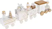 TOYANDONA Wooden Christmas Train Christmas Wooden Train Toy Miniature Snowman Figure Reindeer Decoration Table Decoration Christmas Decoration Children Fairy Garden Decoration
