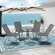 ALFORDSON 5PCS Outdoor Table and Chairs Set Garden Grey