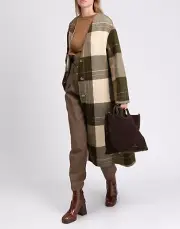 RRP€3580 ETRO Wool Flannel Coat IT44 US8 UK12 L Checked Tie Belt Made in Italy