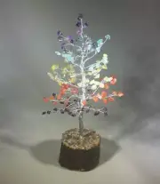 NATURAL 7 CHAKRA GEMSTONE CHIP TREE WITH 150 STONES CRYSTAL TREE OF LIFE