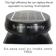 25 watt solar roof vent attic extraction exhaust fan + 6 eave intake vents free