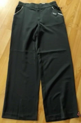 New NWT Ladies M Medium SIMPLY VERA WANG Black w White Side Stripe Silky Pants