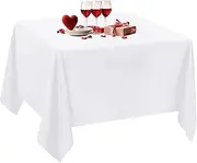 (White, 230cm x 230cm) - Trimming Shop White 90" x 90" Square Tablecloth Cover Cotton Polyester Trestle Table Top Linen Wedding, Birthday Party Decoration