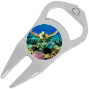 Sea Turtle Golf Ball Marker Divot Repair Tool Bottle Opener