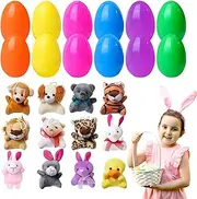 12pcs Prefilled Easter Eggs With Animals Soft Animal Toys, Easter Basket Stuffers For Kids, Pre Filled Holiday Stuffed Basket Stuffer,Easter Eggs Stuffed With Animal Plush For Kids, Toddler