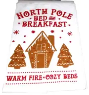 CHRISTMAS Flour Sack/Tea Towel 18" x 28" NORTH POLE BED AND BREAKFAST