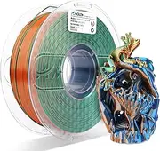 AMOLEN 3D Printer Filament Triple Color Silk PLA Filament 1.75mm, Blue Green Orange 3D Printing Filament Bundle, 1kg / 2.2lbs