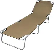 'vidaXL Portable Sunlounger with Adjustable Backrest - Foldable, Lightweight and Durable, Perfect for Beach, Garden and Camping - Taupe