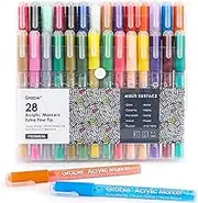 Grabie Acrylic Paint Pens - 28 Color Extra Fine Tip Markers for Painting Various Surfaces - Premium Art Supply Set