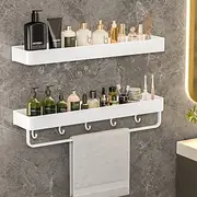Shower Caddy Bathroom Shelves Wall Mounted White Storage Organizer Rack Bathroom Kitchen Bathroom Hardware Pendant Bathroom Shelf Space Aluminum Shower Rack Co