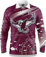 [Ashtabula] NRL Long Sleeve Fishfinder Fishing Polo Tee Shirt - Manly Sea Eagles - YOUTH