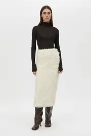 Frieze Midi Column Skirt in Cream - CAMILLA AND MARC® C&M