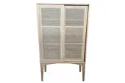 MF Bahamas Solid Oak Rattan Sliding Door Cabinet