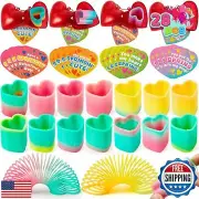 JOYIN 28 Packs Valentines Day Gift for Kids Rainbow Springs Filled Hearts wit
