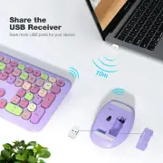 ANYMOB Bluetooth Keyboard And Mouse Combo Set Purple Colorful Retro Design Portable Wireless Soft Touch Keys