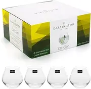 [Bar Amigos] Origin Stemless Gin and Tonic Copa Glasses Made by Dartington Water Wine Whisky Glass Tumbler Lead Free Crystal Dishwasher Safe 440ml - Pack of 4 Transparent