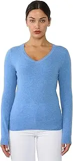 [JENNIE LIU] Women's 100% Pure Cashmere Long Sleeve Pullover V Neck Jumper