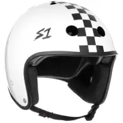 S-One Helmet Retro Lifer M White Gloss/Black Checkers