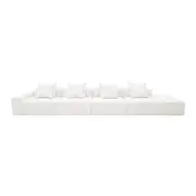 [James Lane] Riley Linen Pure White Modular Sofa - 1x Arm, 3x Armless, 1x Right Terminal