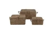 3pc Amalfi 30 40 50cm Valetta Trunks Home Storage Box Organiser Natural Weave