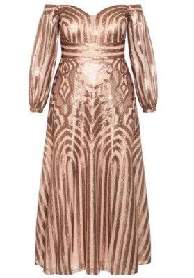 City Chic Medium Ball Gown Skylar Luxe Plus Size 18 Rose Gold RRP $500