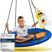 WOLKENGLÜCK® Nest Swing [Diameter 60 cm] - Height-Adjustable Swing Outdoor & Indoor for Children and Adults (max. 150 kg) - Plate Swing Including Mounting Accessories [Blue]