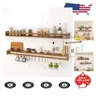 Durable Rustic Pine Floating Shelves - Maximize Space in Kids' Room, Set of 2