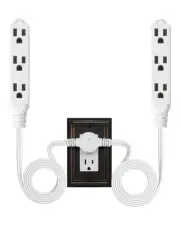 3 Prong Twin Power Strip, 12Ft Ultra Thin Flat Extension Cord with Flat Head ...