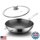 Toutrop Wok Pan,Hybrid Nonstick 14 Inch Wok with Lid,Induction Non Stick Stai