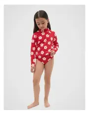 [Seed Heritage] Flower Rashsuit Set in Chilli Red