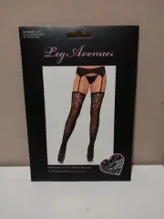 Leg Avenue Rhinestone Lace Top Fishnet Stockings 1945 One Size Brand New