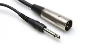 Hosa PXM-105 Mono 1/4" TS to Male XLR 5 Feet Cable Unbalanced