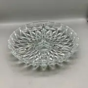 Vintage MCM Gorham 3-Section Lead Crystal Elegant Round Relish Tray 8”