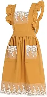 [MYSMFY] Aprons For Women Princess Apron, Suspender, Baked Lace, Sleeveless Apron Professional for Cooking Kitchen, Colorful