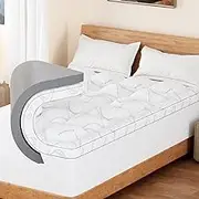 Full Mattress Topper - Cooling Dual Layer 4 Inch Mattress Pad Cover,2 Inch Gel Memory Foam and 2 Inch Viscose Pillow Top Bed Topper Down Alternative Bed Cushion for Back Pain Relief