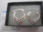925 sterling silver heart shaped lattice Creole earrings in box