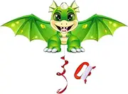 Cartoon Dinosaur Kite for Kids Adults, Easy to Fly Green Kites for Boys Girls Beginner, 59 x 22inch Beach Kite with 30 Meters String Handle, Flying Toys for Beach Park Outdoor Fun