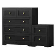 ALFORDSON 5 Chest of Drawers Bedside Table Set Black