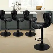 [ALFORDSON] Bar Stool 4Pcs Adjustable Kitchen Stools Luna Swivel Counter Barstools Dining Chair in 54-75cm Seat Height for Home Bar Dining Room (All Black)