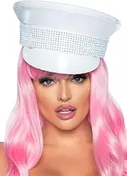 [Leg Avenue] Womens Rhinestone Trimmed Military Hat