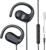 QOEKUEY Wired Open Ear Headphones with Microphone with in-Line Controls, 3.5mm Jack with Ear Hook for Smart Phones, laptops, Tablets, Desktop Computers, MP3 / MP4 Players. (3.5mm+Lightning)