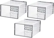 FONDOTIN 3Pcs Transparent Shoes Organizer Boxes Stackable Shoe Storage Case for Home Dorm and Bedroom Compact Design for Dust and Moisture Storage