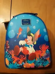 Disney Loungefly Pinocchio Coral Reef Underwater Mini Backpack Bookbag NWT