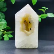 295g Natural Agate Geode Crystal Obelisk Quartz Tower Wand Point Healing Reiki