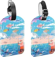 [YTYVAGT] Luggage Tag,Bag Tags for Luggage,Travel Suitcase Tags,Colorful Fish Octopus Ocean,2-Pc