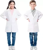 Kids Doctors White Lab Coat, Children Unisex Scientist Doctor Costumes, 3/4 Leng