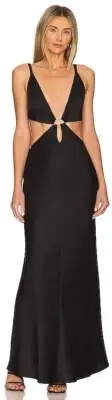 Bec and Bridge Felix Plunge Cut Out Maxi Dress in Black Size AU 6