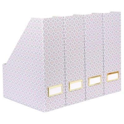 Foldable Magazine File Holder with Moroccan Tile Design-Stylish Cardboard