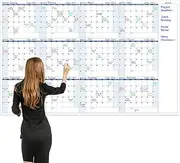 Large Dry Erase Calendar for Wall – Yearly Wall Calendar Dry Erase, 37" x 57.9", 12-Month Undated Blank Calendar Planner, Reusable Laminated Task Organizer with Note, Great for Office, Classroom, Home